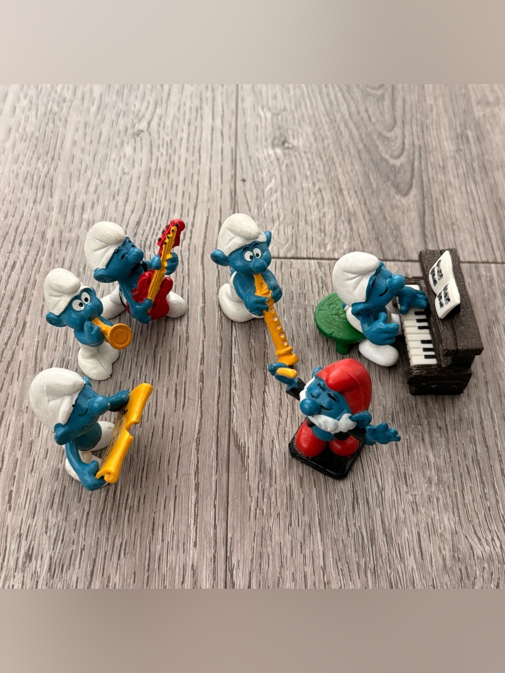 Vintage Schleich Peyo Smurfs Musician Band Lot Piano Smurf PVC